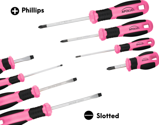 Apollo Tools 8 Pink Essential Screwdriver Set DT5018P