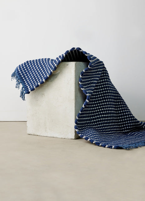 Riverweave Navy Blue Hand-Loomed Cotton Mat