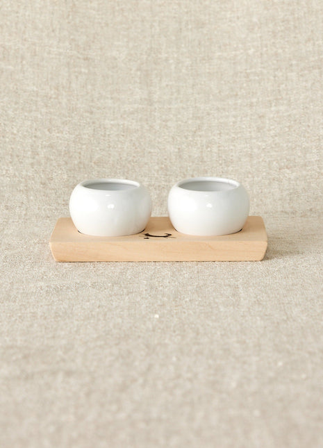 Dipping & Spice Wooden and Ceramic Bowl Pair