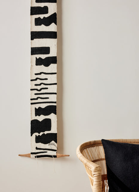 Vibrations Bogolan Wall Totem in White with Black Vibes