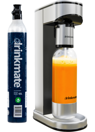 LUX Stainless-Steel Sparkling Water and Soda Maker, Carbonates ANY Drink, PET Stainless-Steel Base & Cap Bottle with 60L CO2 Cylinder