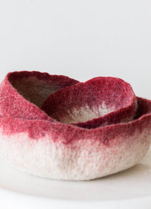 Berry Red Decorative Wool Nesting Bowls