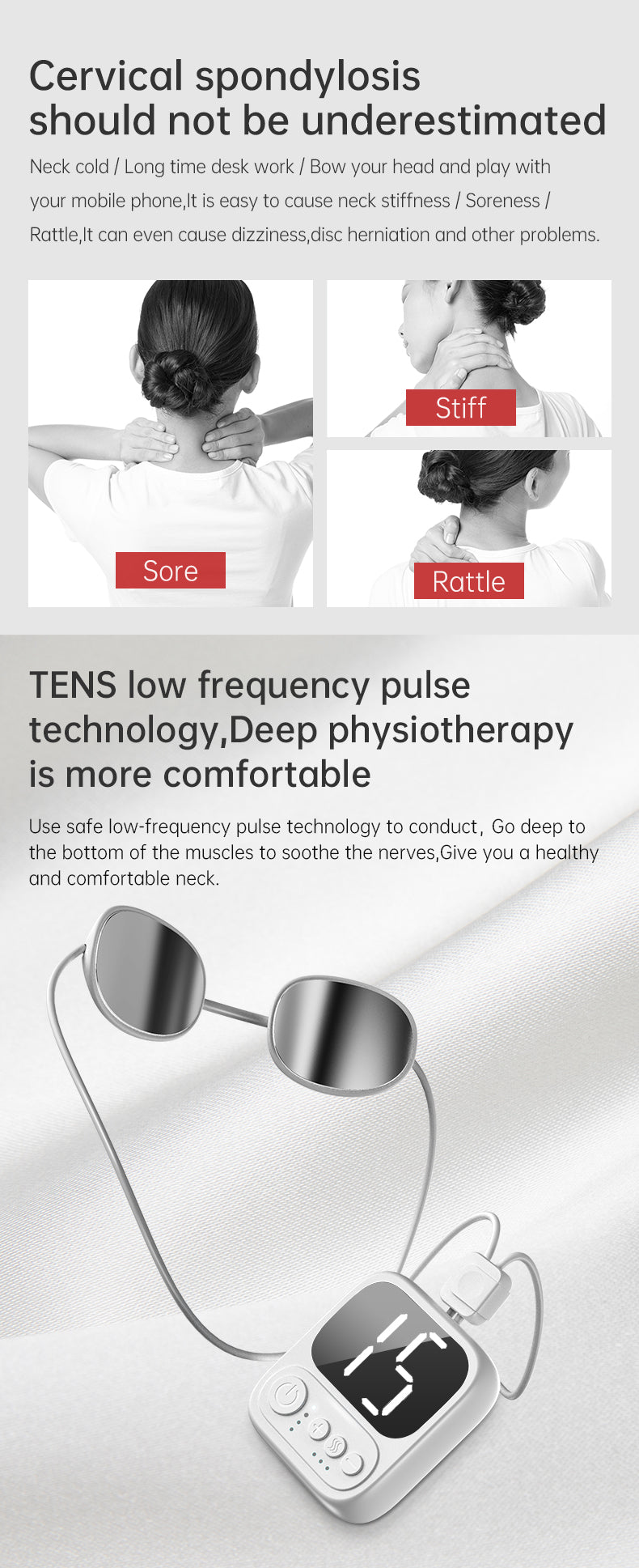 PL025A Prospera  Hands Free EMS Neck Massager Heated 4 modes 15 levels