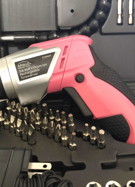 3.6 Volt Lithium-Ion Rechargeable Screwdriver with 45 Piece Accessory Set - Pink DT4944P