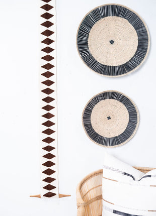 Balance Bogolan Wall Totem in White with Brown Diamonds