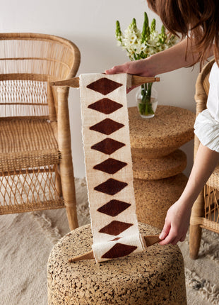 Balance Bogolan Wall Totem in White with Brown Diamonds