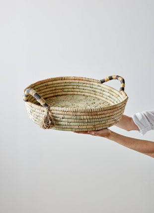 Natural Banded Betty Tray with Tassel