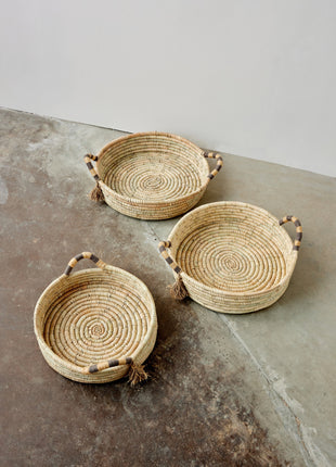 Natural Banded Betty Tray with Tassel