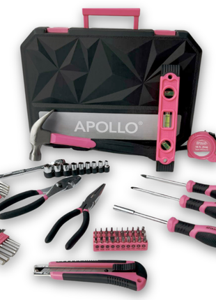 Essential 65-Piece Pink Tool Set with Socket Set and Most-Used Tools for Do it Yourself Repairs and Maintenance - DT0001P
