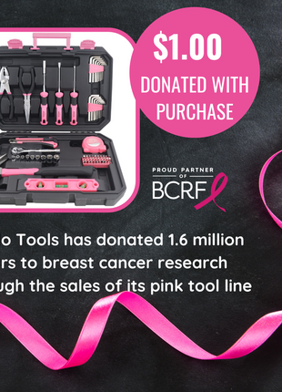 Essential 65-Piece Pink Tool Set with Socket Set and Most-Used Tools for Do it Yourself Repairs and Maintenance - DT0001P