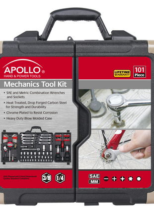 101 Piece Mechanic Tool Set for Vehicle and Home Maintenance, Roadside Emergencies. SAE and Metric Tool Set for Car, Boat, RV, Bikes - DT0006