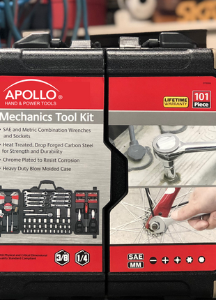 101 Piece Mechanic Tool Set for Vehicle and Home Maintenance, Roadside Emergencies. SAE and Metric Tool Set for Car, Boat, RV, Bikes - DT0006