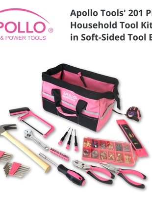 201 Piece Household Tool Kit in a Soft-Sided Tool Bag Pink - DT0020P