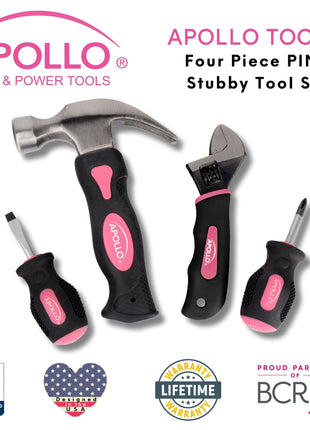 Four Piece Stubby Tool Set - Pink- DT0240P