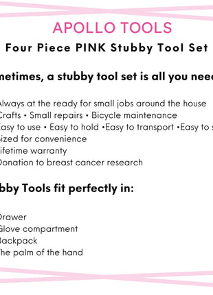 Four Piece Stubby Tool Set - Pink- DT0240P