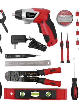 161 Piece Household Tool Kit with Convenient 3.6 Volt Lithium Ion Cordless Screwdriver - DT0739