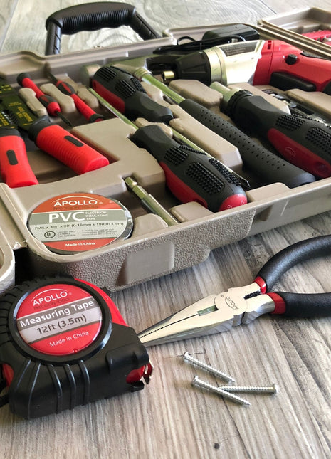 161 Piece Household Tool Kit with Convenient 3.6 Volt Lithium Ion Cordless Screwdriver - DT0739