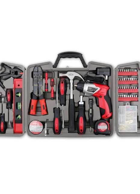 161 Piece Household Tool Kit with Convenient 3.6 Volt Lithium Ion Cordless Screwdriver - DT0739