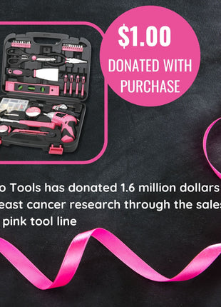 135 Piece Household Tool Kit Pink with Pivoting Dual-Angle 3.6 Volt Lithium-Ion Cordless Screwdriver - DT0773N1