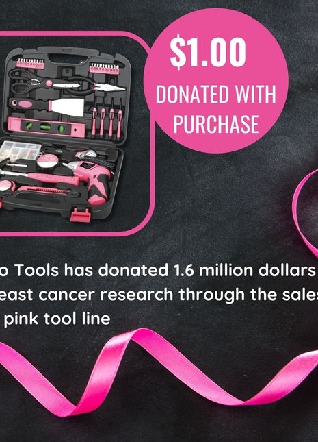 135 Piece Household Tool Kit Pink with Pivoting Dual-Angle 3.6 Volt Lithium-Ion Cordless Screwdriver - DT0773N1