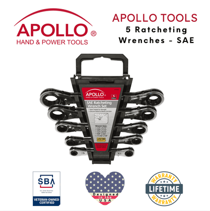 5 Piece SAE Ratcheting Wrench Set - DT1212