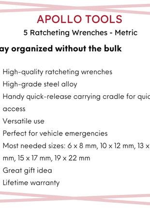 5 Ratcheting Wrenches - Metric - DT1213