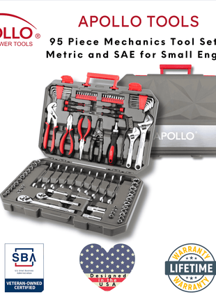 95 Piece Mechanics Tool Set in Metric and SAE for Small Engine, Mechanical and General Repairs – DT1242