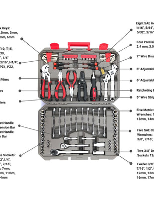 95 Piece Mechanics Tool Set in Metric and SAE for Small Engine, Mechanical and General Repairs – DT1242