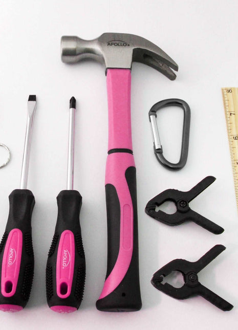 14 Piece My First Tool Kit Educational Tool Set with Pink Tool Bag, Real Pink Tools, and Safety Gear --DT4936P