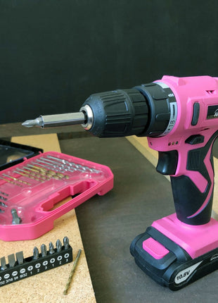 10.8 Volt Lithium-Ion Cordless Drill with 30 Piece Accessory Set PINK - DT4937P