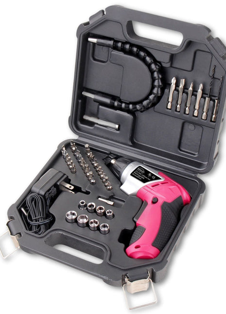 3.6 Volt Lithium-Ion Rechargeable Screwdriver with 45 Piece Accessory Set - Pink DT4944P