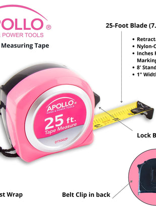 25ft. Tape Measure - Pink - DT5002P