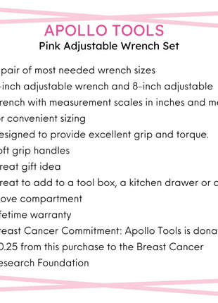 2 Adjustable Wrenches - Pink - DT5007P