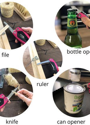 14-in-1 Pink High-Quality Pocket Multitool Pliers. Great for Outdoors, Camping, Fishing  --DT5015P