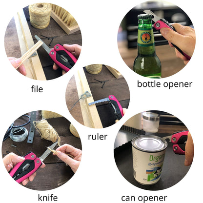 14-in-1 Pink High-Quality Pocket Multitool Pliers. Great for Outdoors, Camping, Fishing  --DT5015P