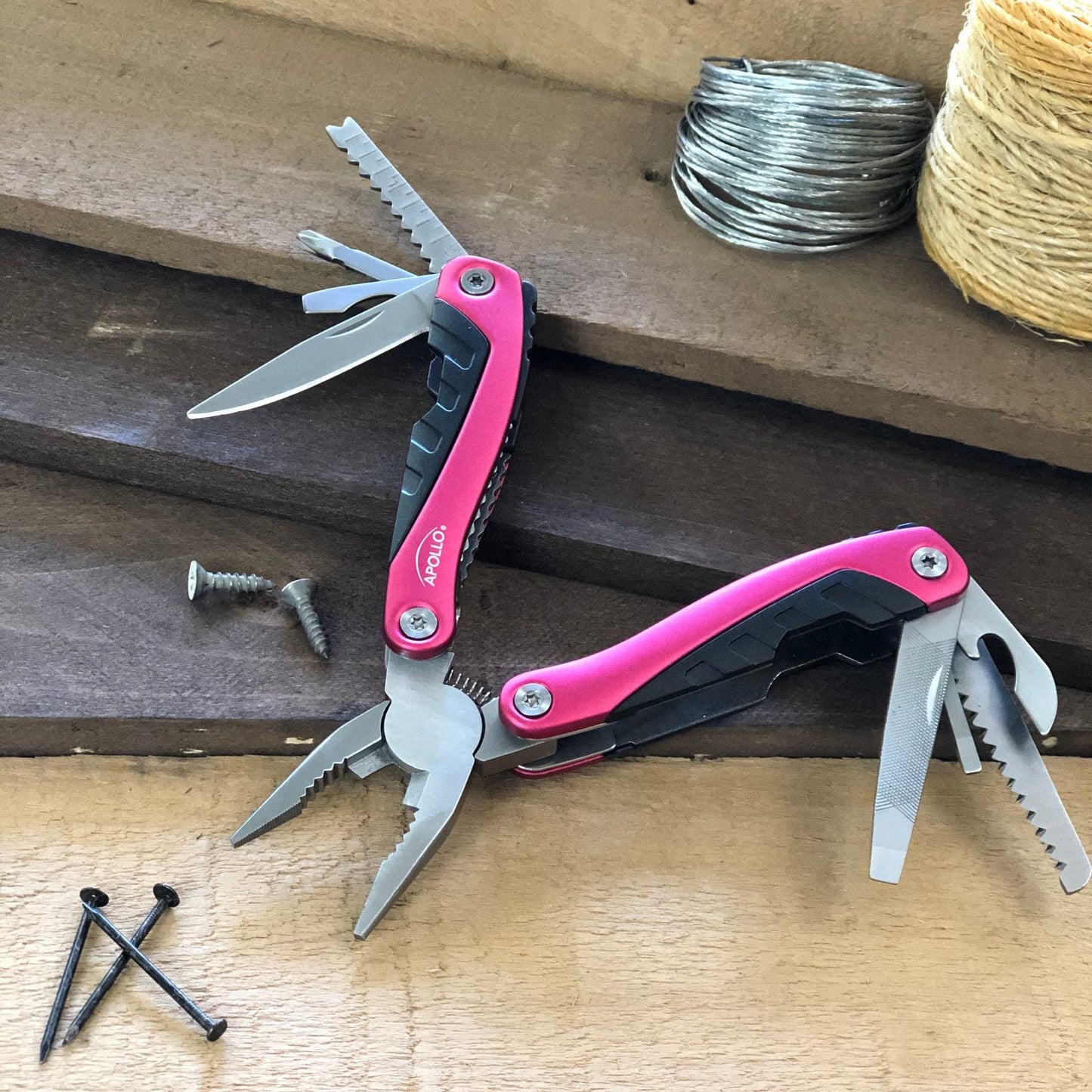 14-in-1 Pink High-Quality Pocket Multitool Pliers. Great for Outdoors, Camping, Fishing  --DT5015P