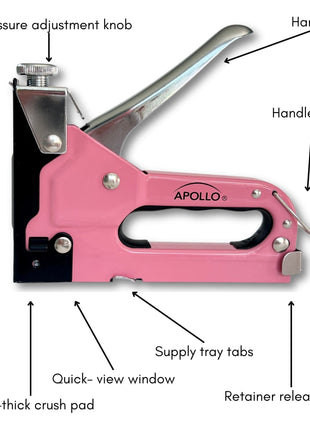 Pink Stapler with Power Adjustment Knob and 3000 Staples assortment-- DT5020P