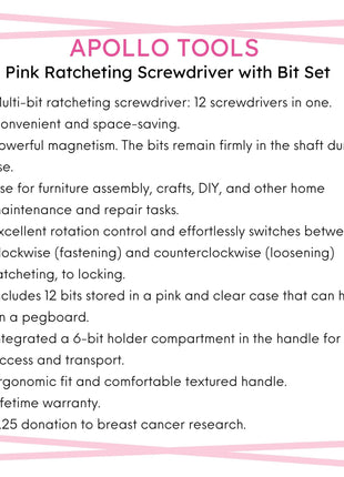 13-in-1 Ratcheting Screwdriver with Bit Set – Pink -- DT5021P