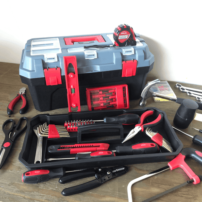 Red 170 Piece Household Tool Kit with New and Improved Tool Box - DT7103