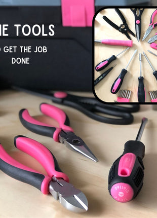 Pink 170 Piece Household Tool Kit with New and Improved Tool Box - DT7103P