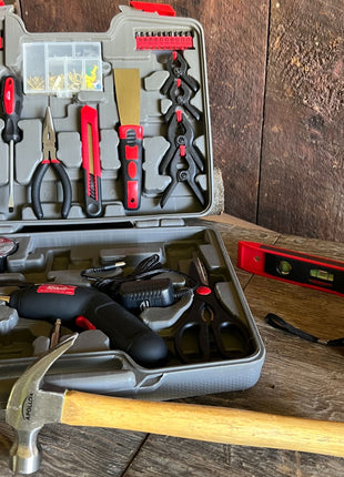 144 Piece Household Tool Kit with 4.8V Cordless Screwdriver - DT8422