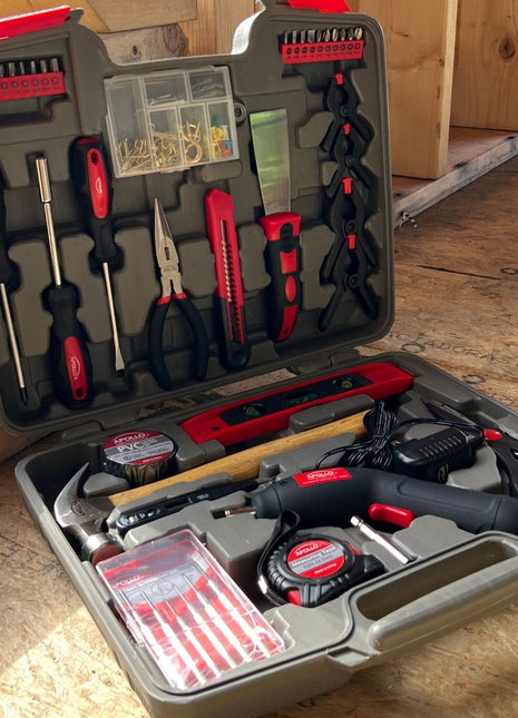 144 Piece Household Tool Kit with 4.8V Cordless Screwdriver - DT8422