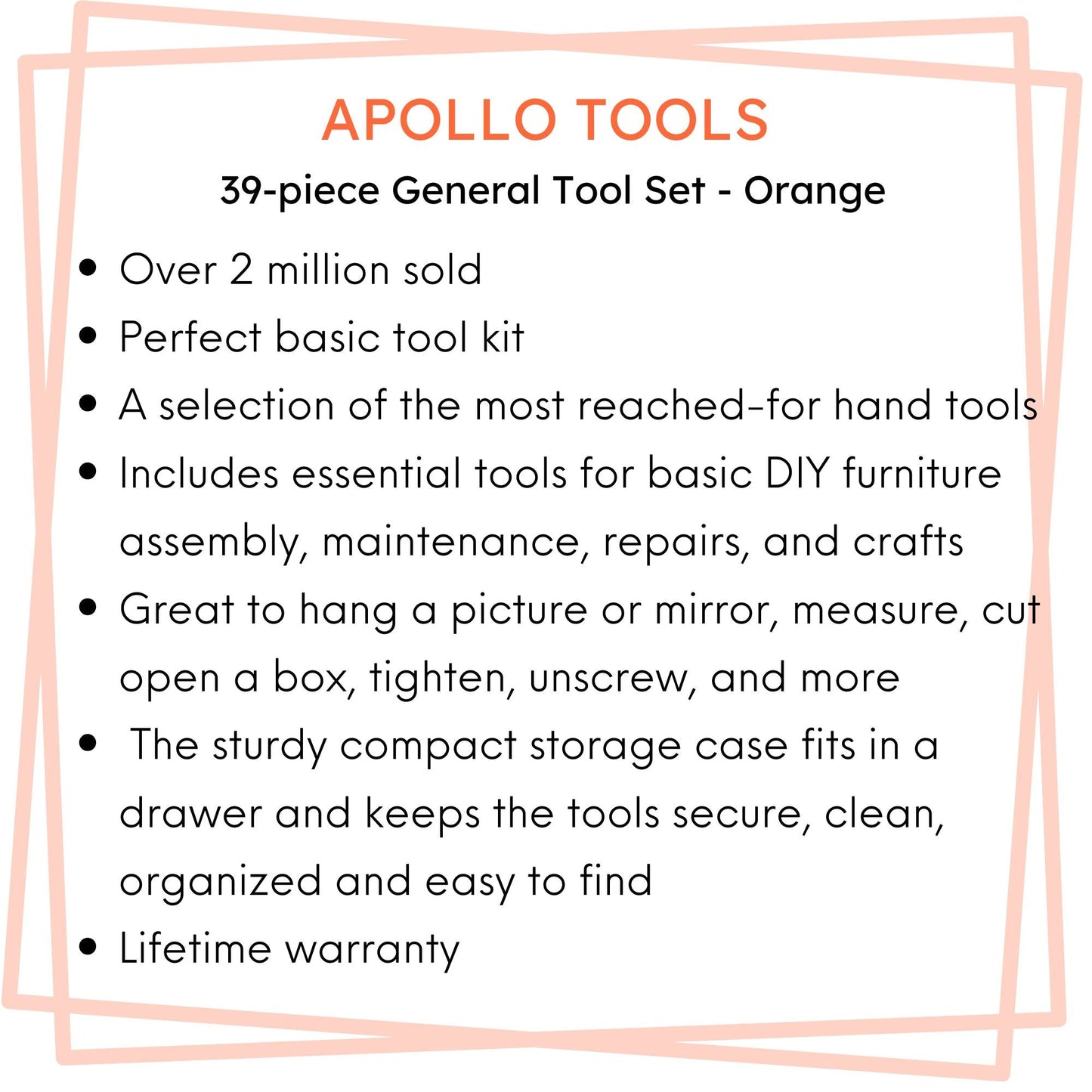39 Piece General Tool Kit - DT9706OR