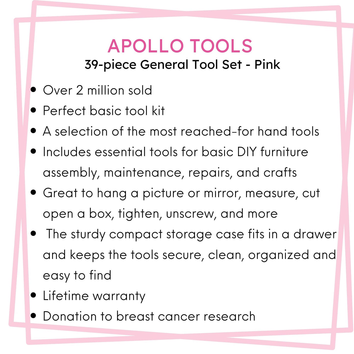 39 Piece General Tool Set Pink - DT9706P