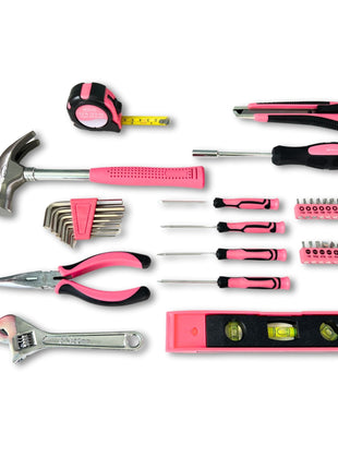 Apollo Tools New and Improved 39 Piece General Pink Tool Set in Storage Case for DIY Everyday Home Maintenance and Repairs- DT9711P