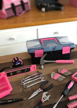 53 Piece Household Tool Kit with Tool Box Pink- DT9773P