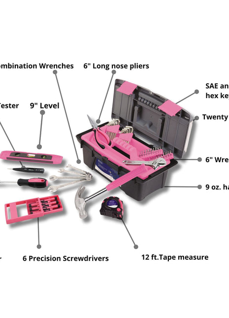53 Piece Household Tool Kit with Tool Box Pink- DT9773P