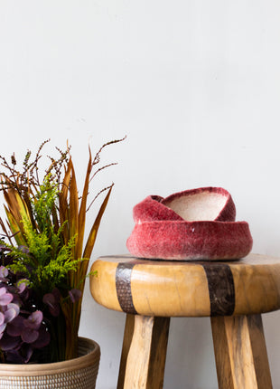 Berry Red Decorative Wool Nesting Bowls
