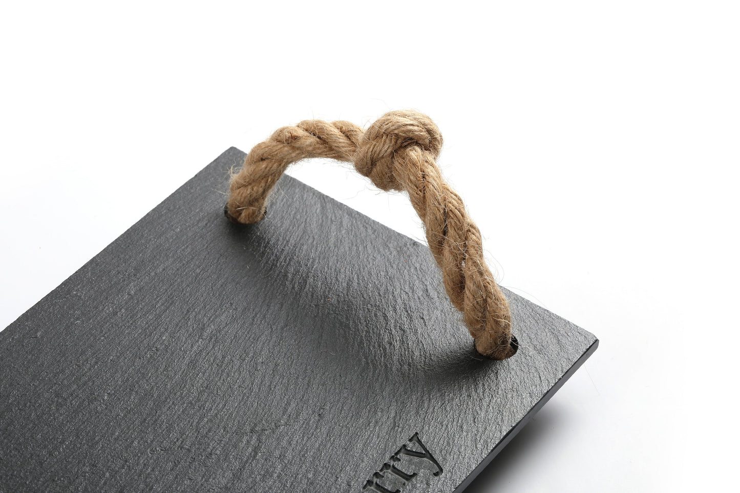 Rectangular Slate Stone Serving Tray with Jute Rope Handles