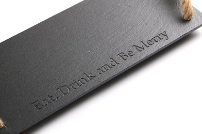 Rectangular Slate Stone Serving Tray with Jute Rope Handles